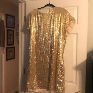Gold sequin mini dress